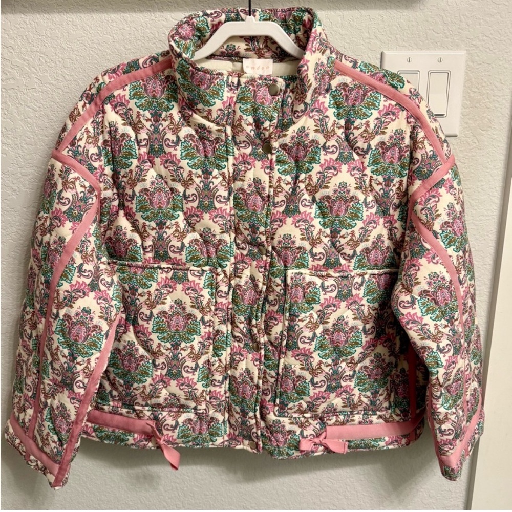 New without tags! Entro Floral Puffer Jacket - Pink and Green • large - Picture 1 of 1